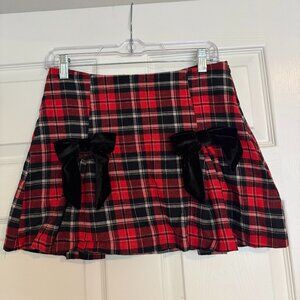 Altar'd State Plaid Mini Skirt with Bows